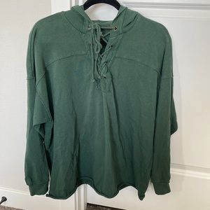 NWOT aerie Lace-Up Light Weight Sweatshirt 💚